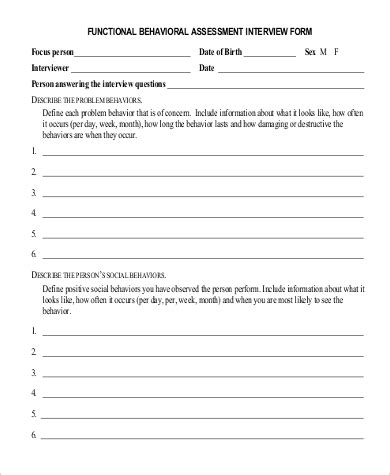 Observation card, print pocket size checklist and complete each time interfering examining the efficacy of a basic functional behavioral assessment training package for school. FREE 9+ Functional Behavior Assessment Samples in MS Word ...
