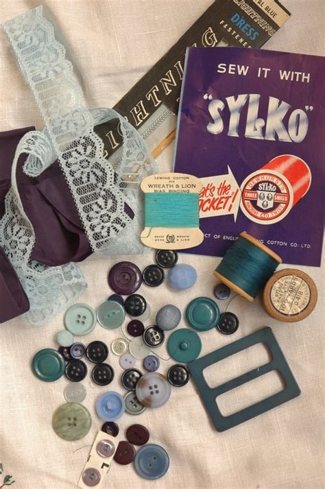 Vintage Sewing Kit Blue