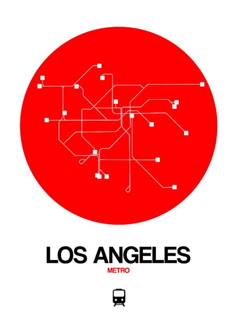 Los Angeles Red Subway Map Digital Art By Naxart Studio Pixels