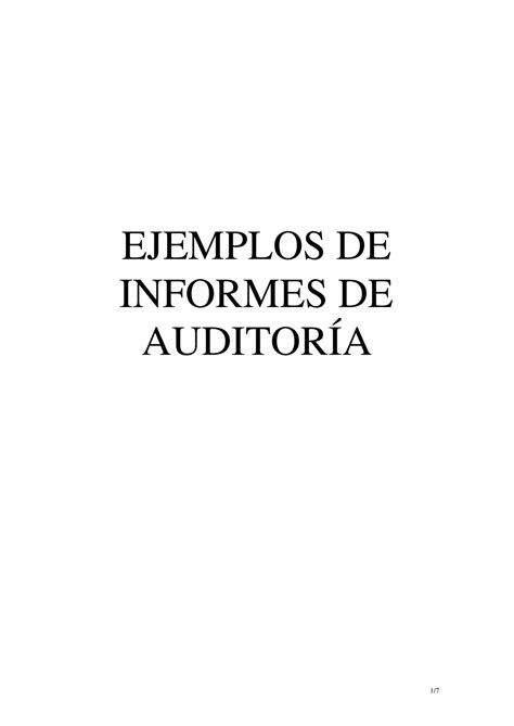Ejemplos De Informes De Auditoria Ejercicios De Auditoría De Gestión