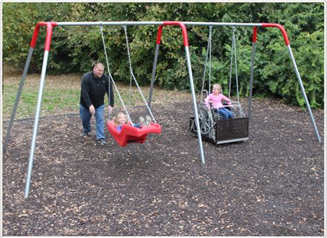 Accessible Swing Set With Seat And Platform