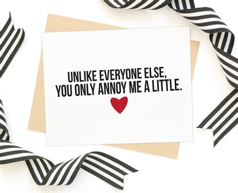 You Only Annoy Me A Little Card Sassy Valentine Card Love Etsy
