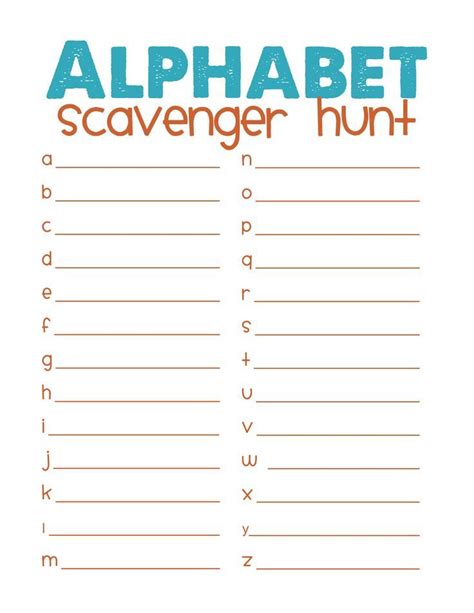 Alphabet Scavenger Hunt Scavenger Hunt Abc Worksheets Scavenger