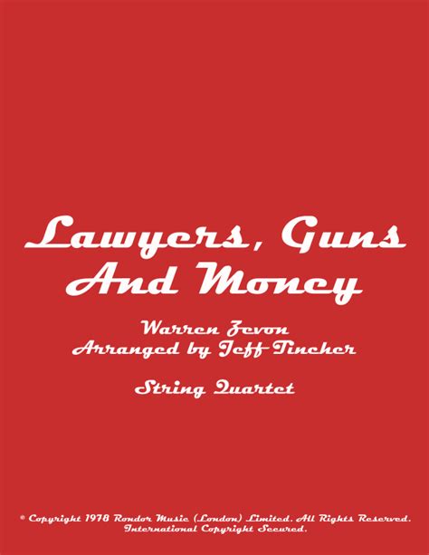 Lawyers Guns And Money Sheet Music Warren Zevon String Quartet