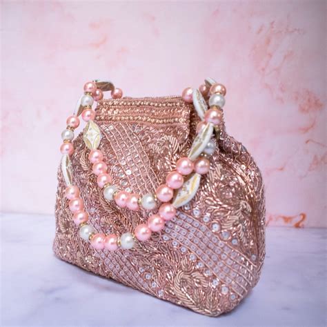 Fully Embellished Rose Gold Sequins Mini Tote Handbag Hand Etsy