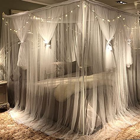 Joyreap 4 Corners Post Canopy Bed Curtain For Girls And Adults Royal