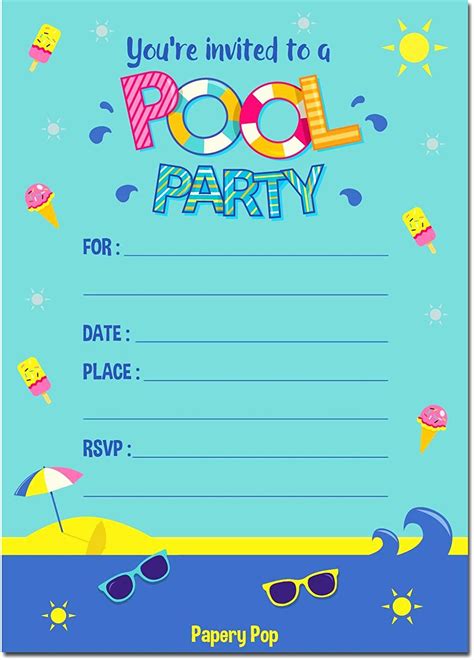 Printable Birthday Invitations Pool Party Printable Templates