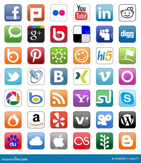 Social Media Network Buttons Button Set Editorial Photography Image
