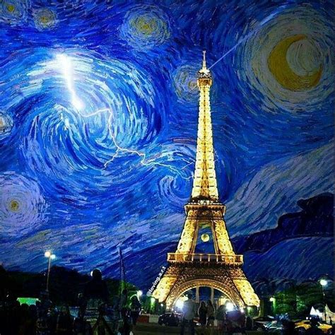 Starry Night Eiffel Tower Vincent Van Gogh Starry Night Art Van