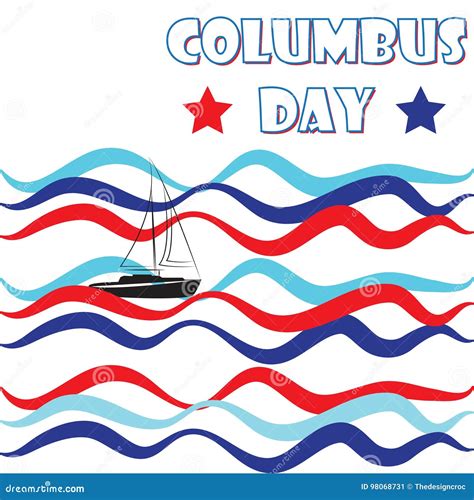 Happy Columbus Day America Ship Waves Vector Stock Vector