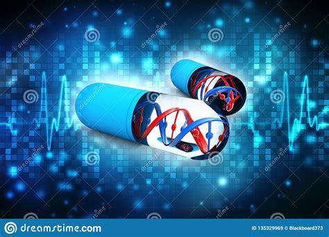 Dna With Genetic Medicine Medical Technology Concept 3d Render Stock