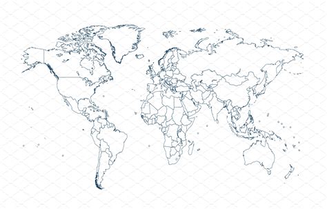 World Map With Borders White Vector Templates And Themes Creative Market