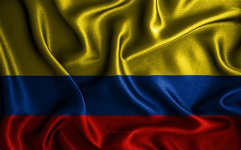 Download Wallpapers Colombian Flag 4k Silk Wavy Flags South American