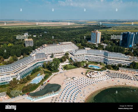 Aerial Drone View Of Neptun Olimp Resort At The Black Sea In Romania
