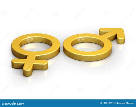 Male And Female Gender Symbols Golden 3d Illustration Stock Illustration Illustration Of