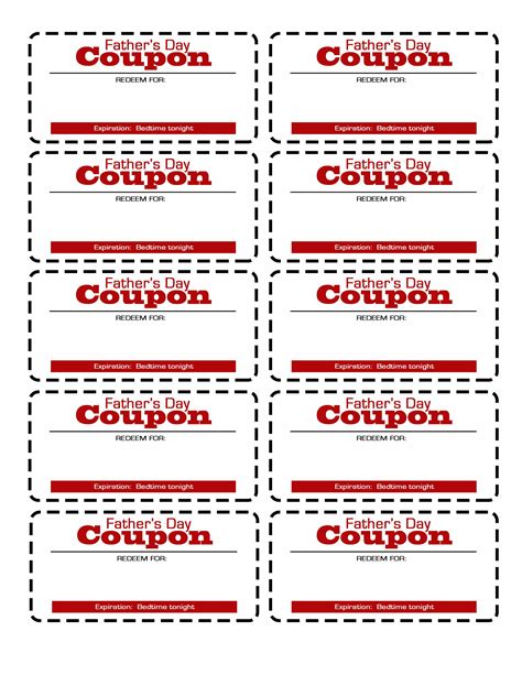 Free Coupon Template Printable Fathers Day