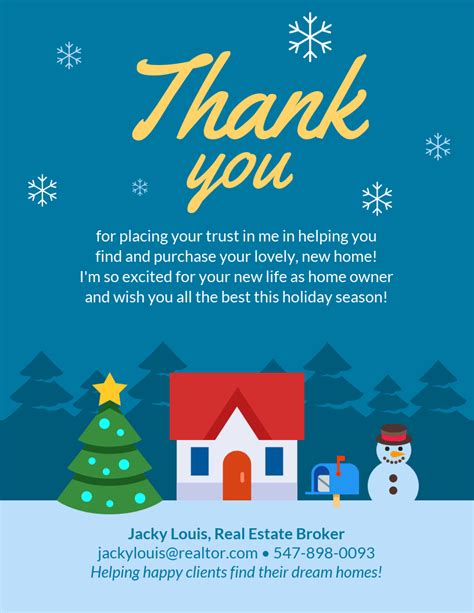 Real Estate Christmas Thank You Card Template