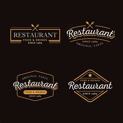 Colección De Logos Retro De Restaurante Vector Gratuito Lettering Time