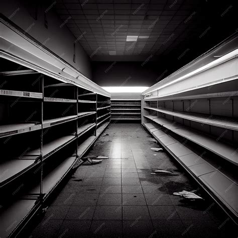 Premium Ai Image Dystopian View At Empty Shelves In The Market