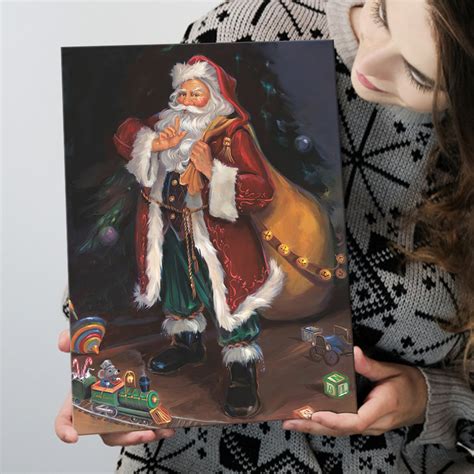 Shhh Santa Claus Is Coming Canvas Xmas Prints Wall Art Painting Canv