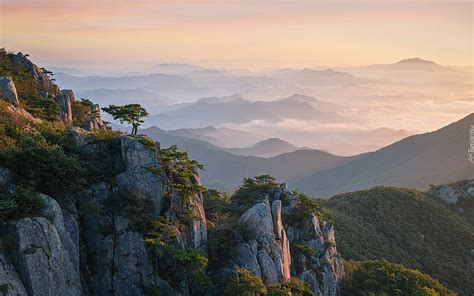 Mountains In Korea Rocks Nature Korea Mountains National Park Hd