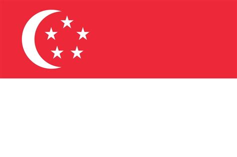 Está compouesta de dos franjas horizontales iguales una roja y la otra blanca, en la esquina superior izquierda se muestra una luna creciente blanca y cinco estrellas blancas que forman un círculo. Bandera de Singapur - EcuRed