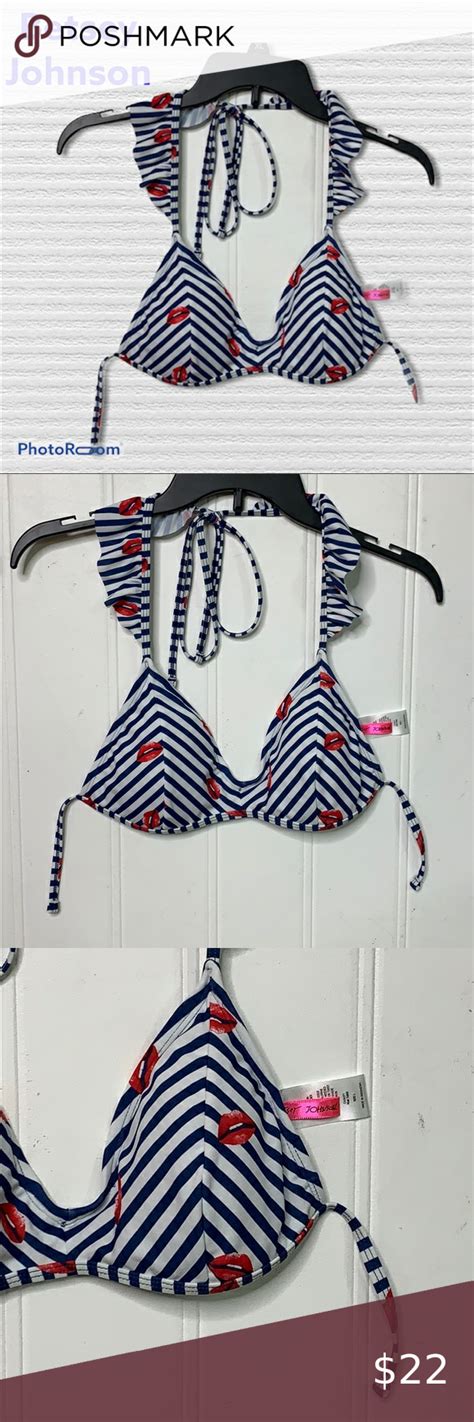 Betsey Johnson Ruffled Bikini Swim Top Size Large Ruffled Bikini