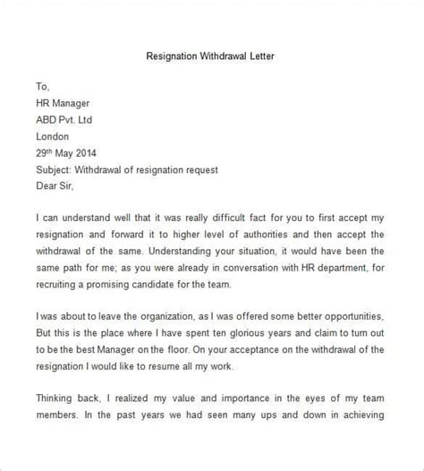 30 Resignation Withdrawal Letter Jaymieyamin