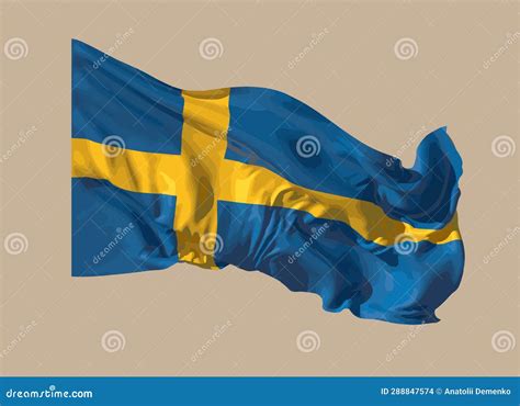 Flag Of The Kingdom Of Sweden On A Neutral Background Vector Stock