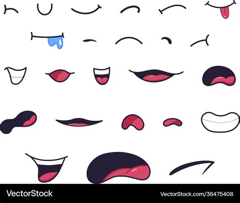 Cartoon Mouths Caricature Funny Characters Mouth Vector Image