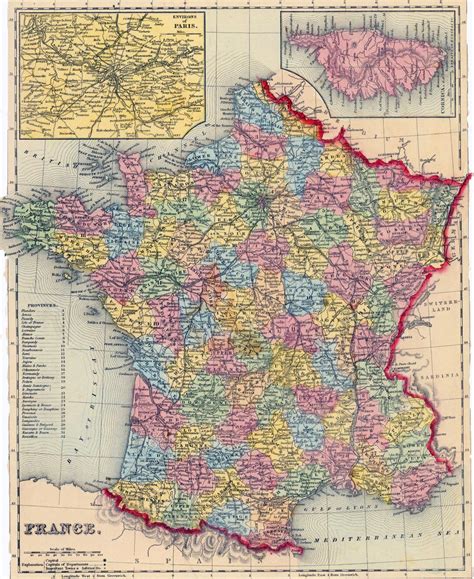 Large Detailed Old Political And Administrative Map Of France 1857