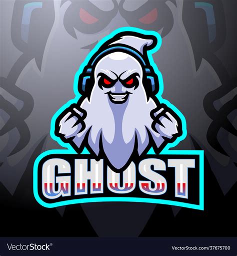 Ghost Gaming Mascot Esport Logo Design Royalty Free Vector