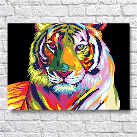 Abstract Tiger Pop Art Animal Wpap A3 A4 Wall Art Prints