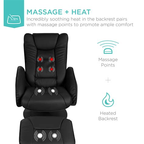 Faux Leather Electric Massage Recliner Chair W Stool Ottoman Remote