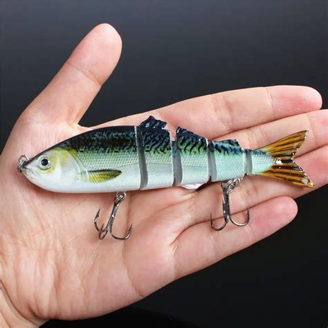 4 Section Jointed Bait Fishing Lure Swimbait Bass Shad Minnow Bionic 4