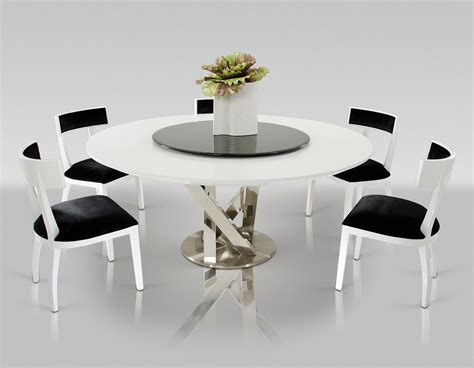 10 best kitchen table sets of march 2021. A&X Spiral Modern Round White Dining Table with Lazy Susan ...