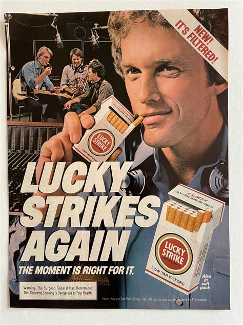 Lucky Strikes Vintage Cigarettes Ad Unique Bar Decor 1980s Vintage