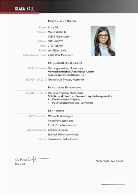 Passende vorlagen für jede bewerbung: Lebenslauf Englisch Schüler Lebenslauf Muster 48 ...