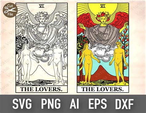 The Lovers Tarot Card Svg Png Dxf Eps Clipart Outline Etsy