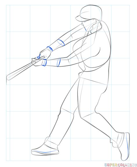 How To Draw A Baseball Player Hitting The Ball Step By Step Drawing