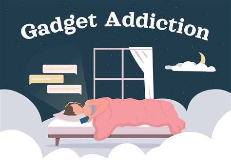 Gadget And Social Media Addiction Poster Flat Vector Template 2356353