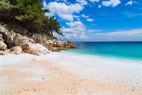 Panorama Of Seascape With Greek Saliara Aka Marble Beach Thassos