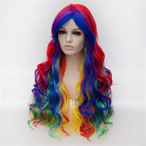 Long Wavy Rainbow Wig Queerks Rainbow Wig Wigs Change Hair Color