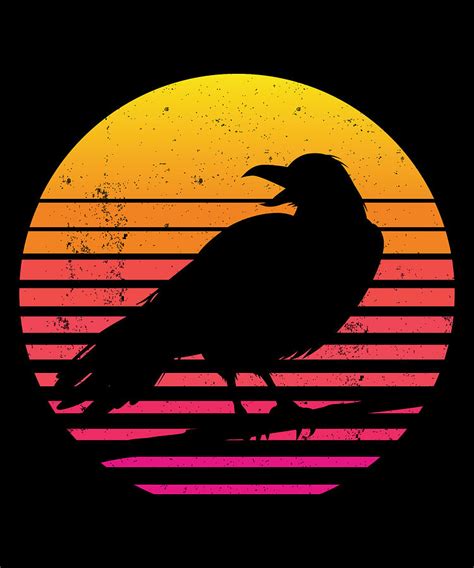 Retro Crow Raven Digital Art By Michael S