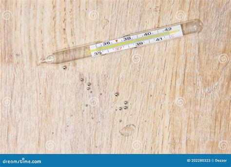 Randomly Broken Medical Thermometer To Measure A Person`s Body