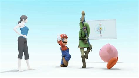Wii Fit Trainer Female Mario Link And Kirby Super Smash Bros Smash Bros Wii Super Mario Bros