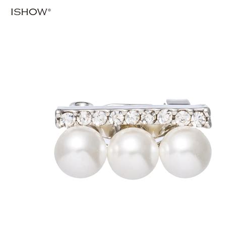 Gold Silver Plated Rhinestone Brooches Scarf Pins Fashion Crystal Pearl