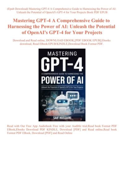 Epub Download Mastering Gpt 4 A Comprehensive Guide To Harnessing The