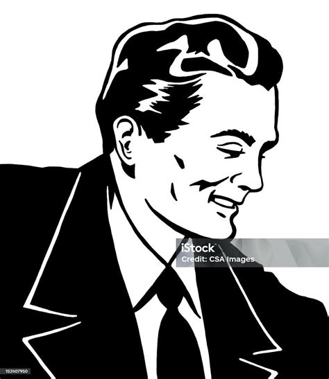 Smiling Man Looking Down Stock Illustration Download Image Now