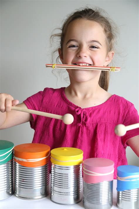 Kid Made Drum Set And Kazoo Easy Indoor Craft Its